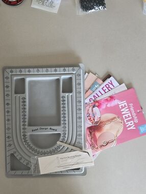 Gray Bead Design Board Jewelry Tray